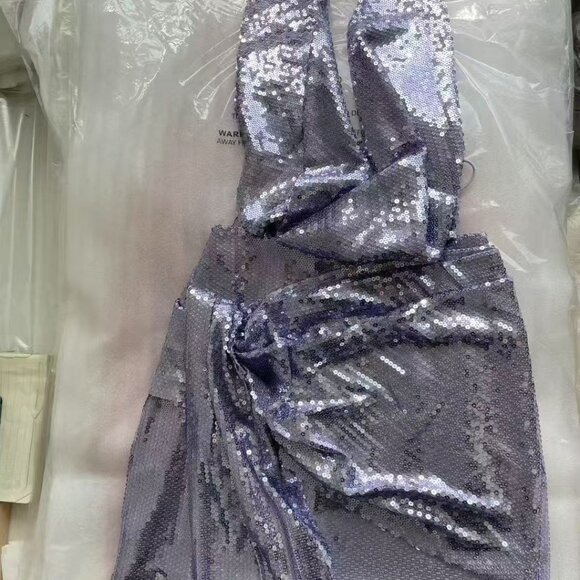 Alex Perry Halter Draped Wrap Mini Dress in Sequin - Picture 3 of 10